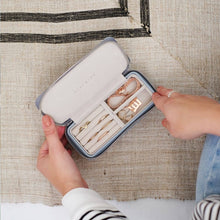 Load image into Gallery viewer, Dusky Blue Medium Zipped Travel Jewellery Box