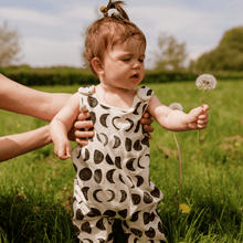 Load image into Gallery viewer, Moon Phases Organic Cotton Romper Dungarees