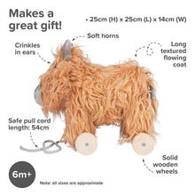 Load image into Gallery viewer, Hubert Highland Cow Pull Along Toy