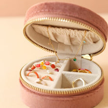 Load image into Gallery viewer, Rose Pink Velvet Mini Round Jewellery Case