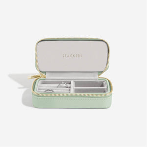 Sage Green Medium Zipped Travel Jewellery Box