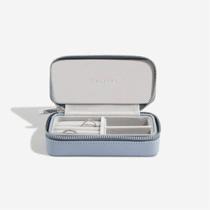 Dusky Blue Medium Zipped Travel Jewellery Box
