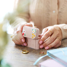 Load image into Gallery viewer, Embroidered Flowers Petite Velvet Travel Ring Box
