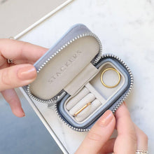 Load image into Gallery viewer, Dusky Blue Petite Zipped Travel Jewellery Box

