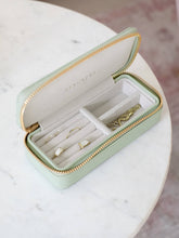 Load image into Gallery viewer, Sage Green Medium Zipped Travel Jewellery Box
