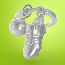 Load image into Gallery viewer, Metalmorphose Silver Football &amp; Shoe Keyring
