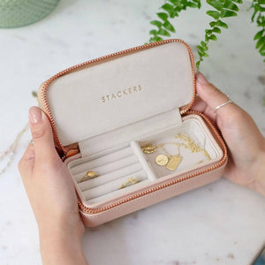 Blush Pink Medium Zipped Jewellery Box
