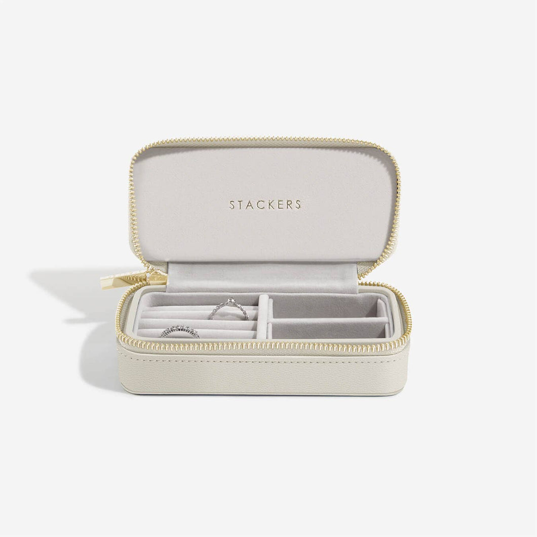 Oatmeal Medium Zipped Travel Jewellery Box