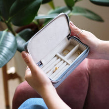 Load image into Gallery viewer, Dusky Blue Medium Zipped Travel Jewellery Box
