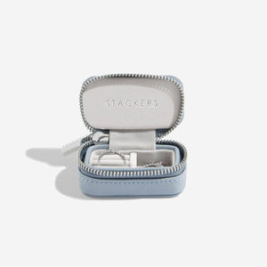 Dusky Blue Petite Zipped Travel Jewellery Box