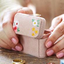 Load image into Gallery viewer, Embroidered Flowers Petite Velvet Travel Ring Box
