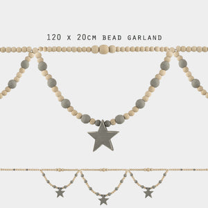 Wooden Bead & Star Garland
