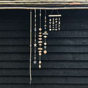 Wooden Bead & Star Hanging Garland