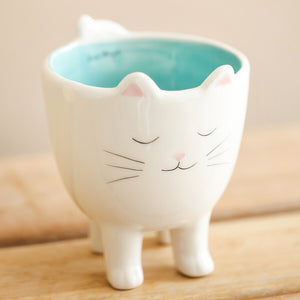 Mini Ceramic Cat Planter