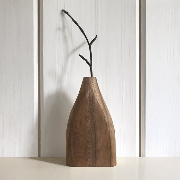 Hand Carved Mini Wooden Vase | Dark Wood