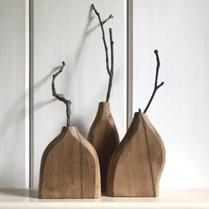 Hand Carved Mini Wooden Vase | Dark Wood