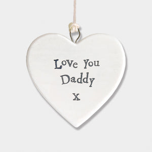 Porcelain Hanging Heart Plaque | Love You Daddy