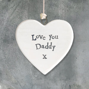 Porcelain Hanging Heart Plaque | Love You Daddy