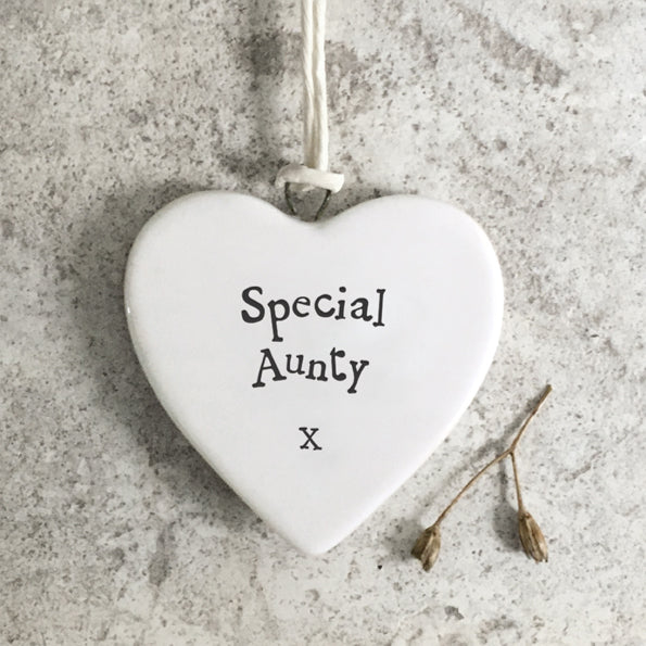 Porcelain Hanging Heart Plaque | Special Aunty
