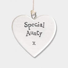 Load image into Gallery viewer, Porcelain Hanging Heart Plaque | Special Aunty
