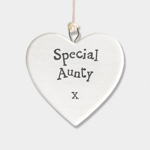 Porcelain Hanging Heart Plaque | Special Aunty