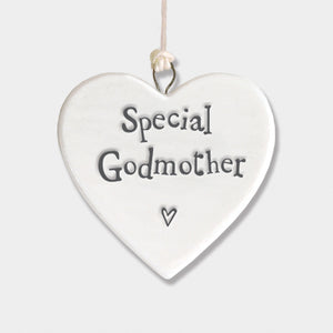 Porcelain Hanging Heart Plaque | Special Godmother