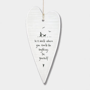 Porcelain Hanging Heart Plaque | Be Yourself