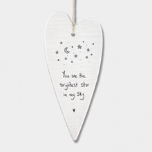 Load image into Gallery viewer, Porcelain Hanging Heart Plaque | Brightest Star
