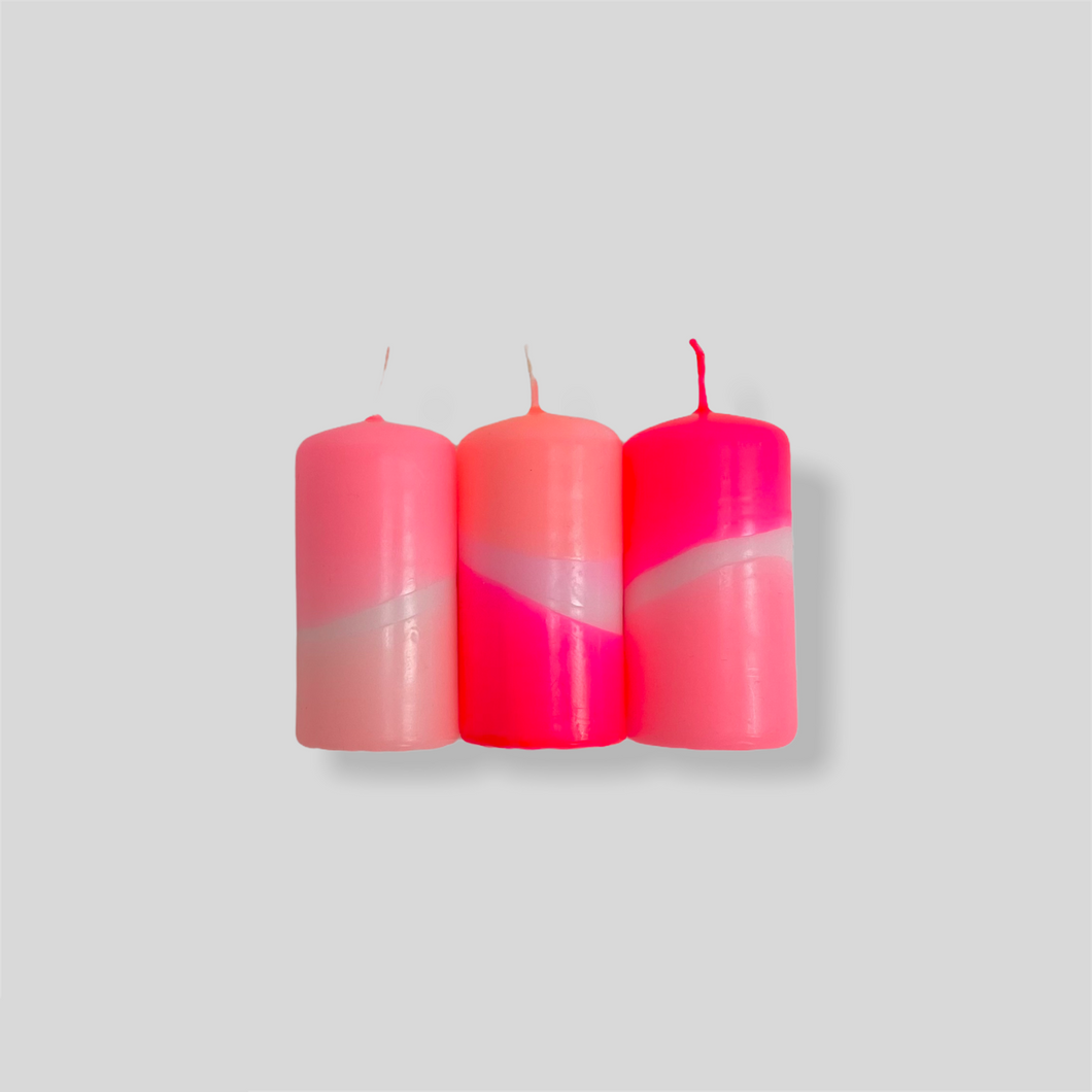 Dip Dye Neon Mini Pillar Candles | Flamingo Cookies