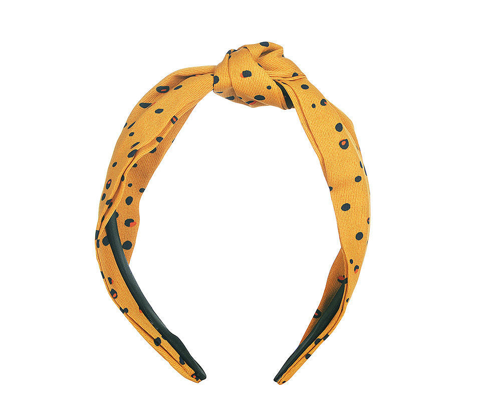 Dalmatian Print Knot Headband | Mustard