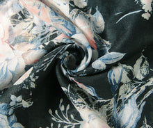 Load image into Gallery viewer, Lightweight Black Rose Print Scarf
