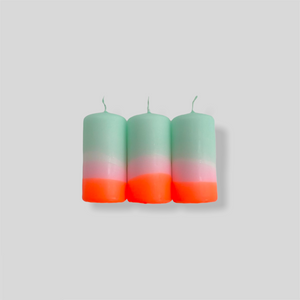 Dip Dye Neon Mini Pillar Candles | Sorbet