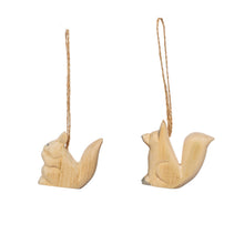 Load image into Gallery viewer, Wooden Handcarved Fox &amp; Squirrel Tree Decorations
