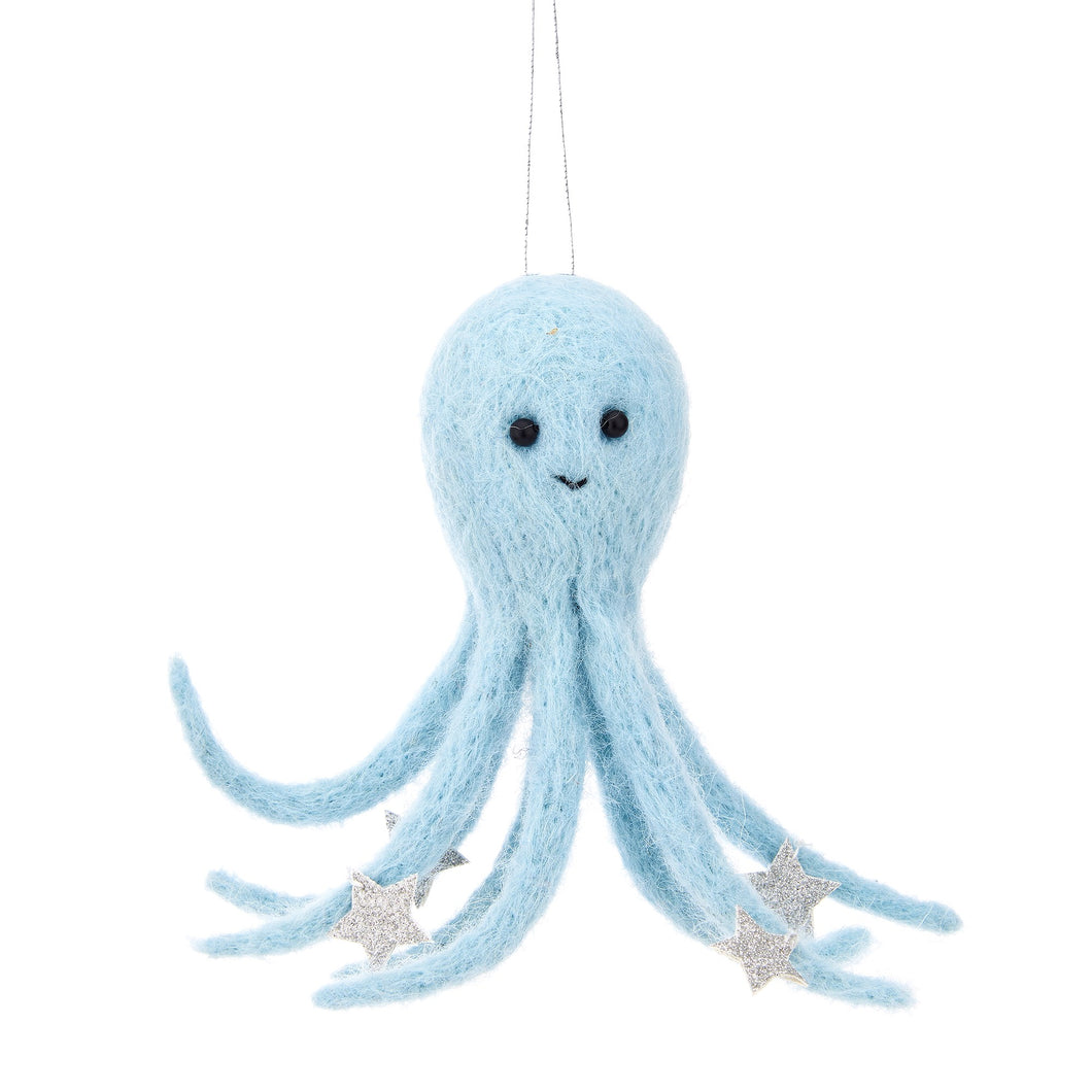 Blue Felt Octopus Hanging Decoration