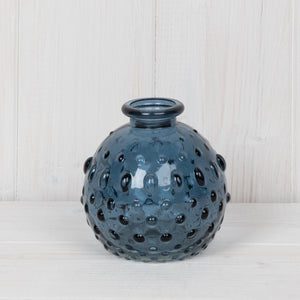 Blue Glass Round Bud Vase