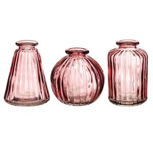 Pink Glass Bud Vases | Set of 3