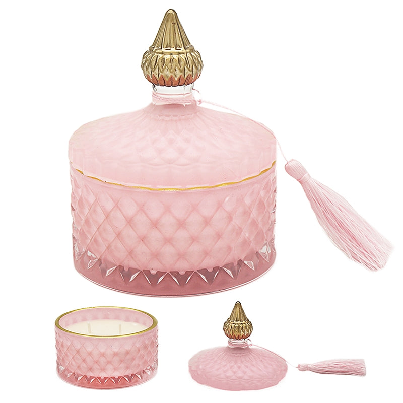 Ornate Glass Jar Candle | Honey & Blush