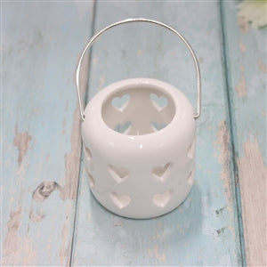 White Ceramic Mini Heart Lantern