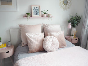 Blush Pink Round Velvet Cushion