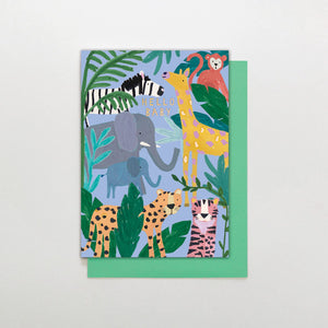Jungle Print New Baby Card | Blue