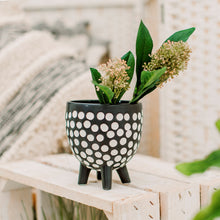 Load image into Gallery viewer, Polka Dot Planter On Legs | Monochrome
