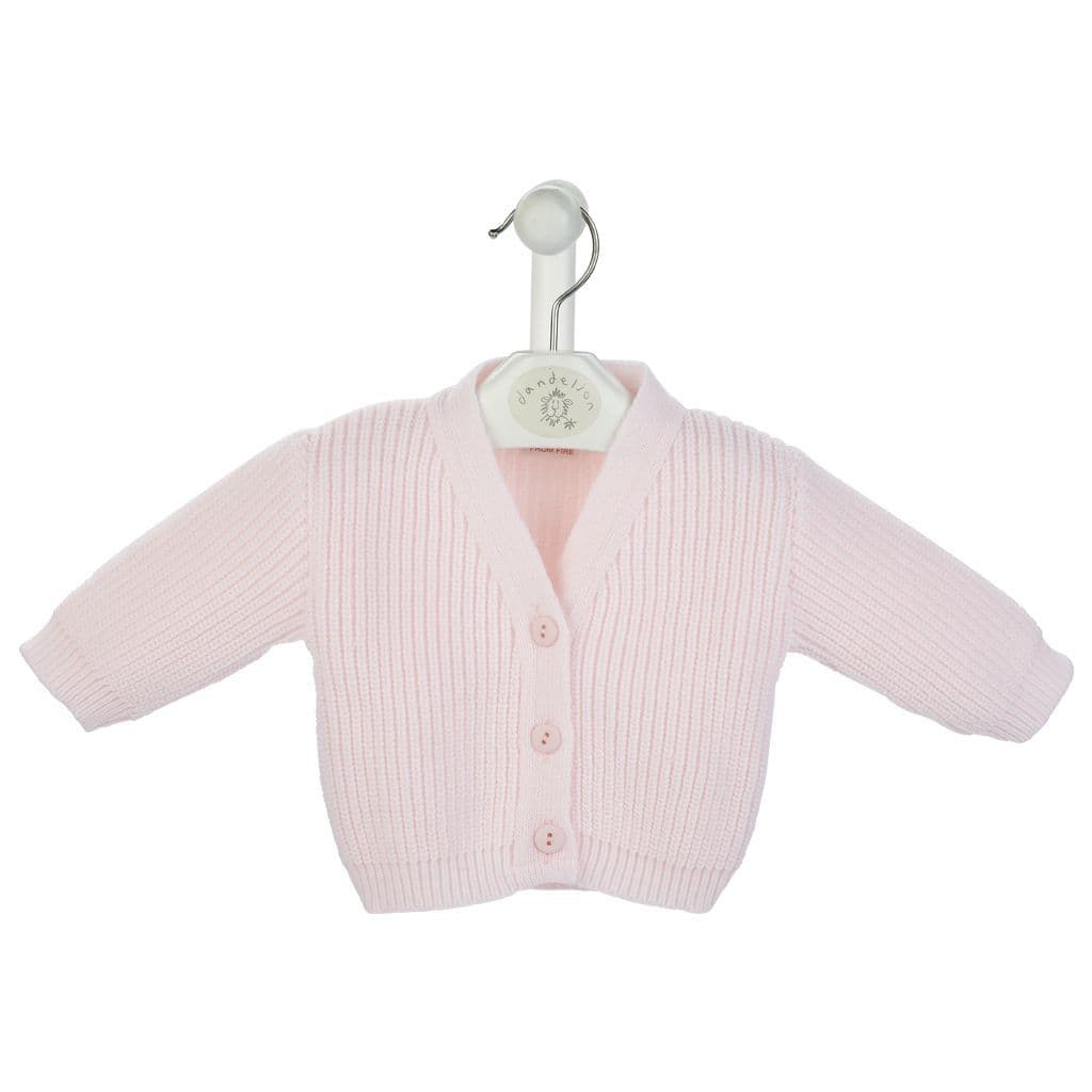 Pink Ribbed Knitted Baby Cardigan | Newborn