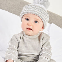 Load image into Gallery viewer, Baby Knitted Pom Pom Hat | Pink &amp; Grey
