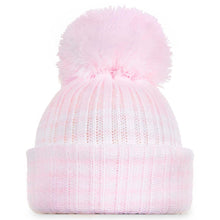 Load image into Gallery viewer, Baby Knitted Pom Pom Hat | Pink &amp; Grey
