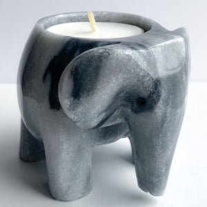 Marble Elephant Tea Light Holder | Grey