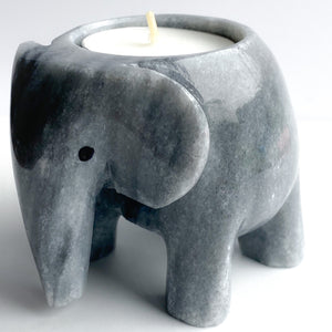 Marble Elephant Tea Light Holder | Grey