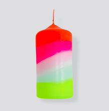 Load image into Gallery viewer, Dip Dye Neon Pillar Candle | Lollipop Lighthouse
