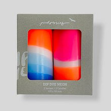 Load image into Gallery viewer, Dip Dye Neon Pillar Candles | Cotton Candy

