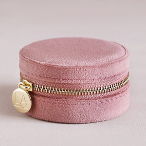 Rose Pink Velvet Mini Round Jewellery Case