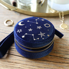 Load image into Gallery viewer, Starry Night Velvet Mini Round Jewellery Case
